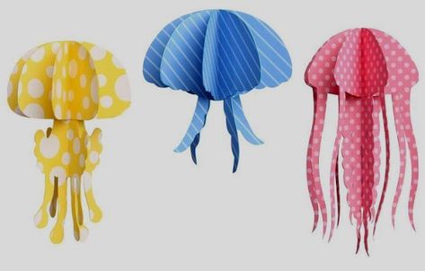 PAPERMAU: Jelly Fish Mobile Papercraft - by Mobile Caravan & Katsura Igarashi 3d Under The Sea Crafts, Jelly Fish Craft Diy, Jelly Fish Craft, Fish Paper Craft, Diy Pop Up Book, Fish Mobile, Under The Sea Crafts, Paper Folding Crafts, Pop Up Card Templates