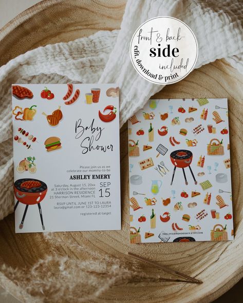 Fire up the BBQ grill and gather 'round for a back-to-basics backyard BBQ baby shower! Let's celebrate the little one on the way in the coziest and most casual setting! 🍔🌭 Don't miss out on more fun ideas on my blog! Photos found on Pinterest #BackyardBBQBash #bbqbabyshower #babyshowerideas #babyshowertheme #bbq #babyque #babyq Backyard Baby Q, Barbecue Baby Shower Ideas, Baby Q Shower Ideas Boy, Babyque Shower Ideas, Bbq Baby Shower Ideas, Babyque Shower, Baby Bbq, Barbecue Baby Shower, Bbq Baby Shower