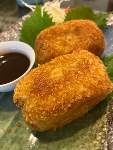 Mitsuko’s Crabmeat Korroke (Croquette) | Mitsuko’s Crabmeat Korroke (Croquette) Croquettes Recipe, Tonkatsu Sauce, Delicious Donuts, Cabbage Slaw, Crab Meat, Croquettes, Other Recipes, Bon Appetit, Fish Recipes