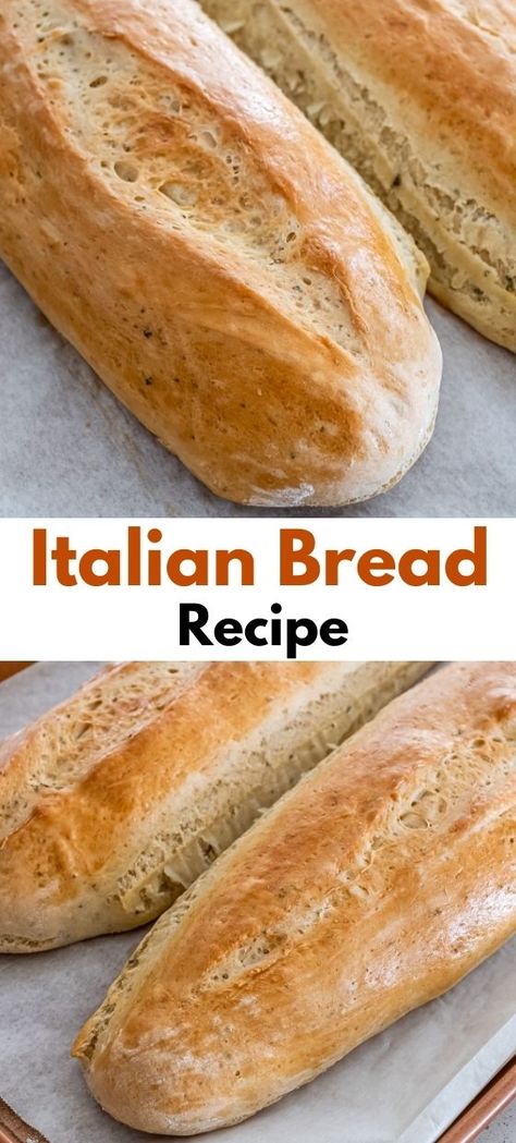 Experience the authentic taste of Italy with our Italian Bread Recipe, where a crisp, golden crust encases a tender and flavorful interior that's perfect for dipping in olive oil or savoring on its own. For a wide array of delicious recipes that will transport your taste buds to the heart of Italy, don't forget to follow us and embark on a culinary journey like no other! Crusty Italian Bread Recipe, Italian Bread Recipe, Italian Bread Recipes, Pudding Chia, Homemade Bread Recipes Easy, Artisan Bread Recipes, Best Bread Recipe, Italian Bread, Bread Machine Recipes