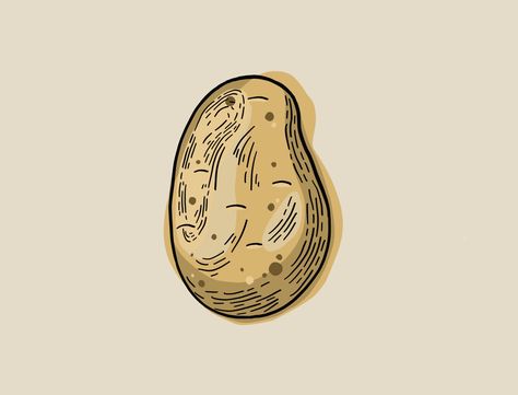 Potato Illustration by Hoot Design Studio Baked Potato Drawing, Potato Illustrations, Potatoes Illustration, Sapphic Summer, Potato Illustration, Potato Drawing, Tattoo 2024, Summer Market, Vegetable Illustration