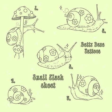 Snail Tattoo Flash, Mystery Snail Tattoo, Snail Tattoo Cute, Snail Line Drawing, Cute Snail Doodle, Nature Flash Sheet, Tiny Snail Tattoo, Snails Tattoo, Small Snail Tattoo