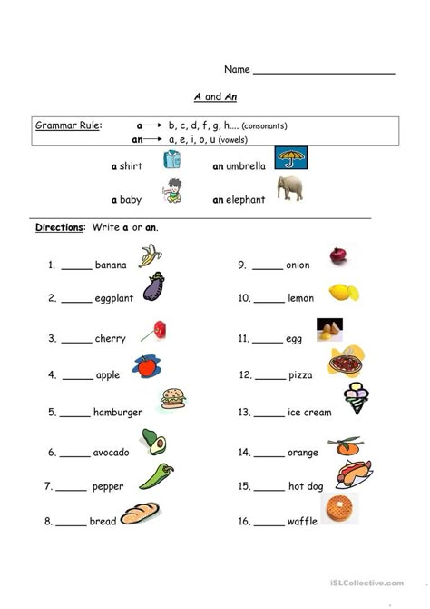 A And An Worksheets, Article Grammar, Worksheets For Class 1, English Grammar Exercises, English Grammar For Kids, English Worksheets For Kindergarten, Grammar For Kids, English Activities For Kids, English Articles