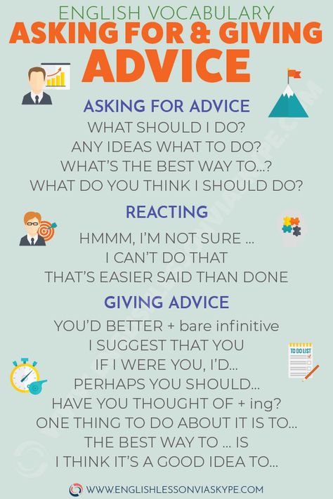 Asking for and giving advice in English. How to give advice in English? Intermediate Level English vocabulary. #learnenglish #englishlessons #englishteacher #englishlanguage #ingles #aprenderingles How To Give Advice, Giving Advice, Use Of Being In English, Uses Of Get In English, Importance Of English Language, Improving English Vocabulary, Idioms For Ielts Speaking, English Language Course, Conversational English