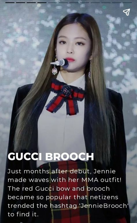 2. Gucci Brooch Just month after debut, Jennie made waves with her MMA outfit! The red Gucci Bow & brooch become so popular that netizens trended the hashtags 'JennieBrooch' to find it Gucci Brooch Outfit, Bow Brooch Outfit, Jennie Gucci Outfit, Gucci Bow Brooch, Mma Outfit, Gucci Brooch, Gucci Outfit, Girl Korean, Bow Brooch