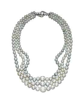 A THREE-STRAND NATURAL PEARL AND DIAMOND NECKLACE Beautiful Diamond Necklace, Natural Pearl Necklace, Pearl Jewels, Pearl And Diamond Necklace, Saltwater Pearls, Cultured Pearl Necklace, Modern Necklaces, Natural Pearl, Pearl Diamond