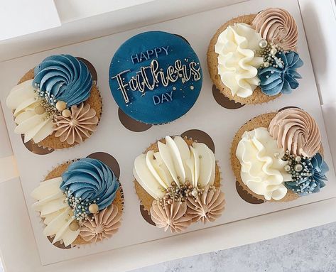 Fathers Day Baked Goods Ideas, Father's Day Cupcakes Ideas, Father’s Day Treats, Cupcake Trends, Beautiful Cupcakes Birthday, Happy Fathers Day Cake, Easy Cupcakes Decoration, Fathers Day Cupcakes, Cupcakes For Men