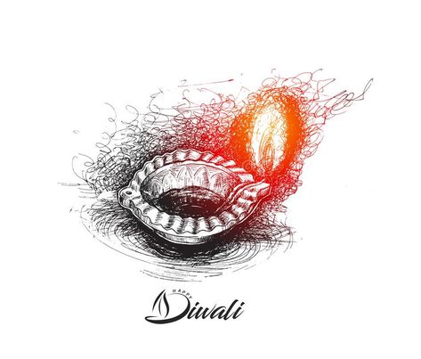 Diwali Sketch, Lamp Festival, Diya Drawing, Diwali Festival Drawing, Diwali Painting, Diya Diwali, Intro To Art, Diwali Drawing, Anime Canvas Painting