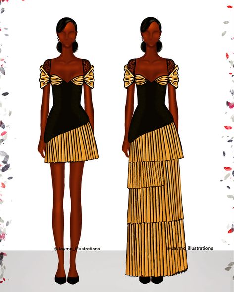 Congo Fashion, Fashion Illustration Design, Designed Clothes, Asoebi Style, Fashion Croquis, Kingdom Hall, Kente Dress, Fashion Illustrations Techniques, Pleat Dress