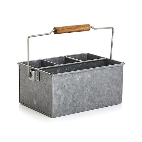 Galvanized Bathroom, Table Caddy, Wood Tote, Galvanized Tray, Galvanized Decor, Galvanized Planters, Flatware Caddy, Flatware Organizer, Utensil Caddy