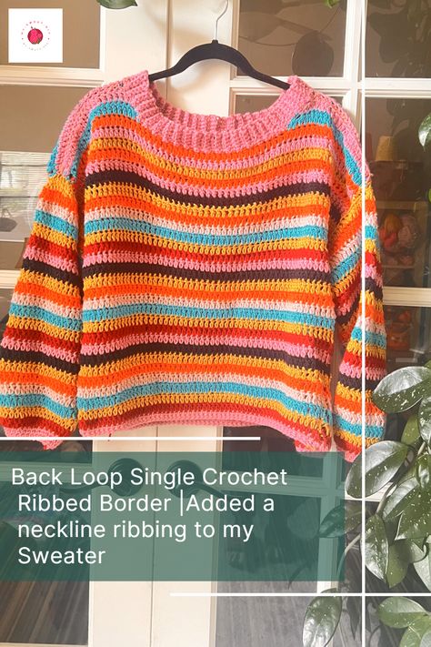 Back Loop Single Crochet Ribbed Border |Added a neckline ribbing to my Sweater Crochet Cardigan Tutorial, Crochet Tips And Tricks, Crochet Cardigans, Cozy Crochet, Crochet Tips, Crochet Vest, Crochet Tutorials, Crochet Clothing, Ribbed Neckline