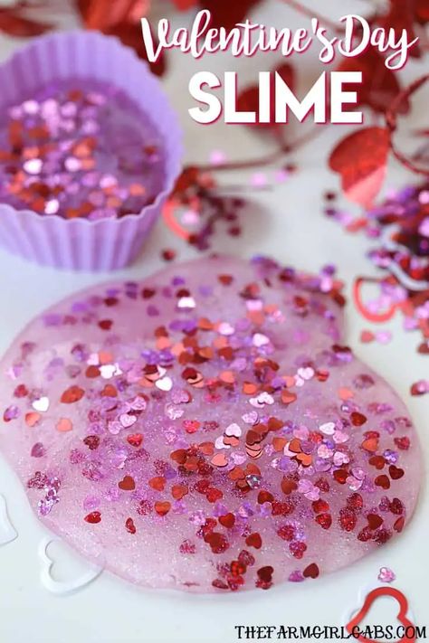 Valentines Day Slime, Saint Valentin Diy, Easy Valentine Crafts, Valentinstag Party, Valentine's Day Crafts For Kids, Preschool Valentines, Valentine Crafts For Kids, Valentine Activities, Valentines Day Crafts