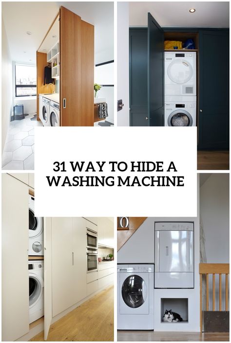 23 ways to hide a washing machine cover Apartment Washer, Washing Machine Cabinet, Small Washing Machine, Hidden Laundry, Tiny Laundry Rooms, Washing Machine Repair, Washing Machine Cover, Stackable Washer And Dryer, Cabinet Designs