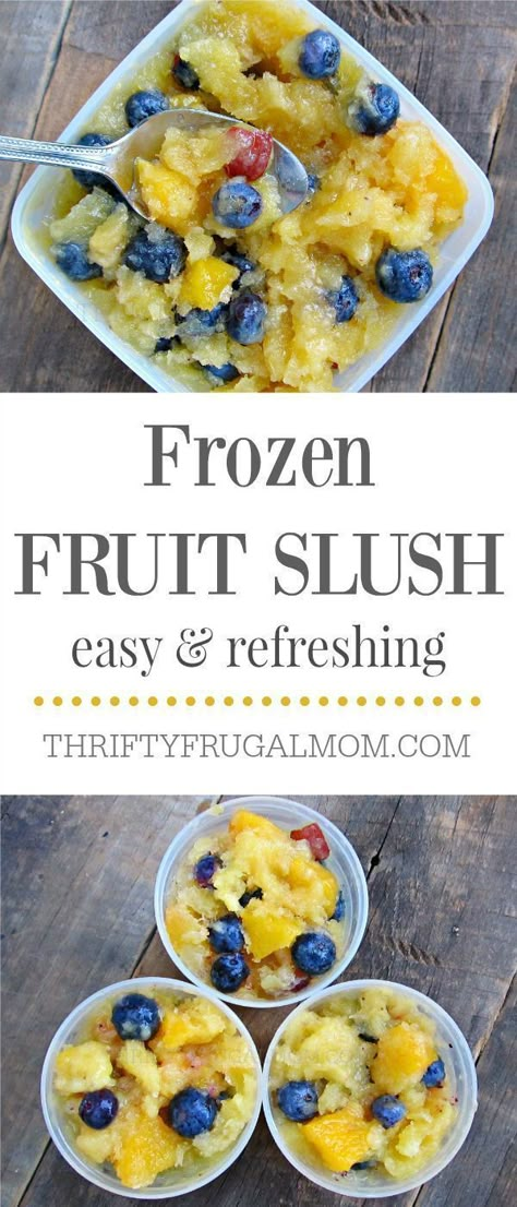 Frozen Fruit Cups, Frozen Fruit Salad, Frozen Fruit Snacks, Frozen Fruit Recipes, Slush Recipes, Yogurt Snacks, Fruit Slush, Amish Recipes, Best Comfort Food