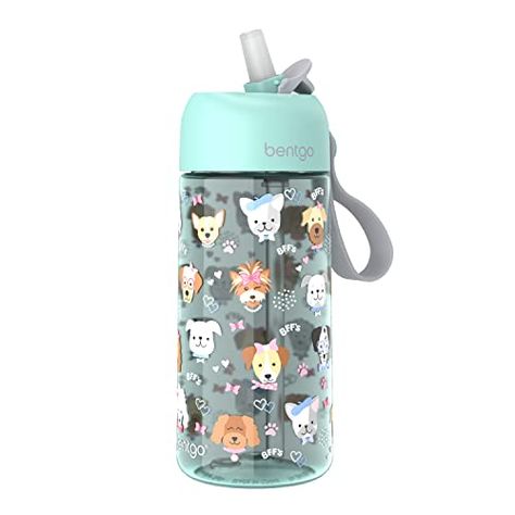 Bentgo® Kids Water Bottle - New & Improved 2023 Leak-Proof, BPA-Free 15 oz. Cup for Toddlers & Children - Flip-Up Safe-Sip Straw for School, Sports, Daycare, Camp & More (Puppy Love) Bentgo Kids, Large Water Bottle, Ice Packs, Kids Lunch Bags, Kids Water, Toddler Age, Kids Water Bottle, Kids Lunchbox, Lunch Bags