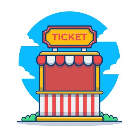 Ticket Booth Carnival, Booth Illustration, Pumpkin Logo, Wine Shop Interior, Bakery Shop Interior, Carnival Booths, Bubble Boy, Ticket Booth, Carnival Food