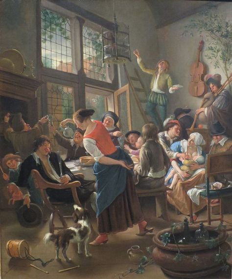 Jan Steen - Festive Family Meal, c. 1674 Art Optical, Dutch Painters, Picture Logo, Family Meal, Lined Page, Optical Illusions, White Paper, Family Dinner, Back Cover