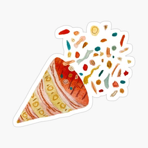 Confetti Stickers, Watercolor Stickers, Confetti, Happy Birthday, Birthday, For Sale, Color