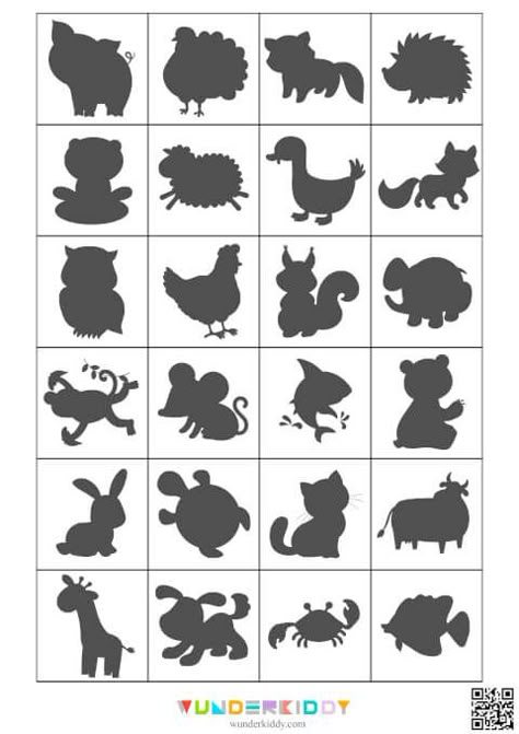 Printable Animal Shadows Matching Game for Toddlers Matching Games For Toddlers, Shadow Activities, Game For Preschoolers, Animal Matching Game, Sensory Path, Learning Games For Preschoolers, Game For Toddlers, Free Games For Kids, Physical Activities For Kids