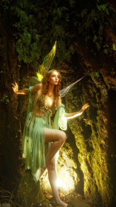 Emily O'Dette (@esodette) | Instagram Fantasy Ethereal, Iridescent Fairy Wings, Woodland Fairy Costume, Fantasy Photoshoot, Fairy Character, California Waterfalls, Fairy Photography, Fairy Photoshoot, Faery Art