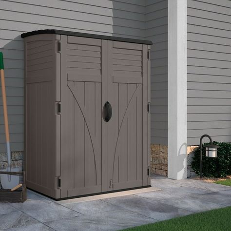 Outdoor Plastic Vertical Tool Shed 4 ft. W x 2 ft. D Lean To Storage Shed, Lean To Storage, Garbage Shed, Plastic Storage Sheds, Wood Storage Sheds, Tool Shed, Metal Storage Sheds, Lockable Storage, Siding Colors