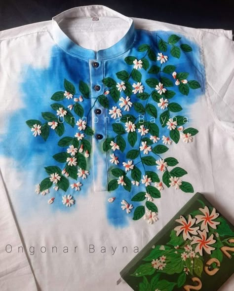 Punjabi Design, Fabric Colour Painting, Fabric Paint Shirt, Saree Painting Designs, Fabric Paint Diy, Fabric Painting Techniques, Hand Painted Dress, Fabric Painting On Clothes, Hand Painted Clothing