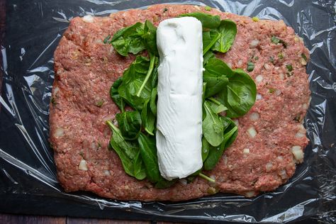 Ground Beef Goat Cheese Recipes, Ground Turkey Goat Cheese Recipes, Spinach Stuffed Meatloaf, Best Keto Meatloaf, Meatloaf Stuffed, Keto Meatloaf, The Best Meatloaf, Cheese Stuffed Meatloaf, Keto Board