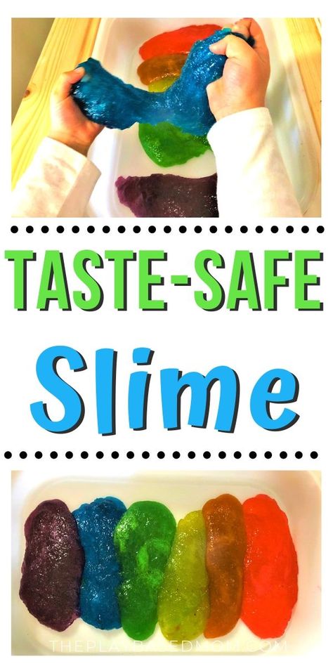 Safe Slime Recipe, Edible Sensory Play, Slime Without Borax, Edible Slime Recipe, Stem Camp, Edible Slime, Halloween Sensory, Two Ingredient, Edible Crafts