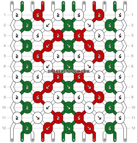 Normal pattern #112874 | BraceletBook Christmas Friendship Bracelet Patterns Easy, Friendship Bracelet Patterns Christmas, Grinch Bracelet Pattern, Christmas Friendship Bracelets, Christmas Friendship Bracelet Patterns, Christmas Bracelet Pattern, Bracelet Guide, Alpha Bracelet Pattern Christmas, Friendship Bracelet Tutorial