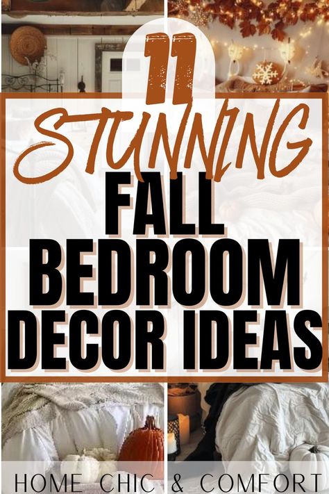 fall decor ideas, fall bedroom decor, fall bedroom ideas, fall bedroom aesthetic, cozy fall bedroom, fall room inspo Fall Living Room Decor Warm Colors, Fall Room Ideas, Autumn Bedroom Decor, Fall Living Room Ideas, Winter Bedroom Decor, Fall Bedroom Ideas, Shabby Chic Fall, Holiday Bedroom, Fall Room