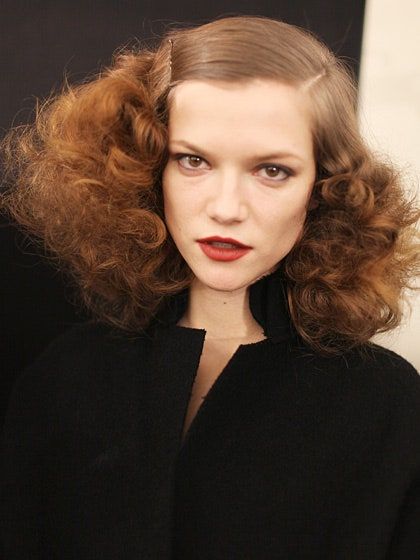 Designer Faces: Bottega Veneta Fall 2013 | Allure Catwalk Hair, Look Disco, Disco Hair, Runway Hair, Runway Beauty, Editorial Hair, Curly Hair With Bangs, Permed Hairstyles, Asian Hair