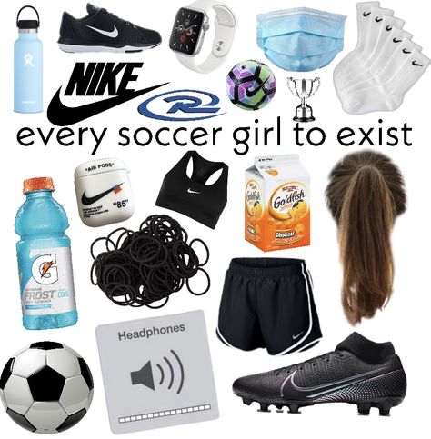 Aesthetic Soccer Outfits, Soccer Bag Essentials List, Girls Soccer Outfit, Soccer Bag Aesthetic, Soccer Essentials Girls Products, Soccer Stuff To Buy, Soccer Packing List, Soccer Outfits For Practice Winter, Soccer Fits Women