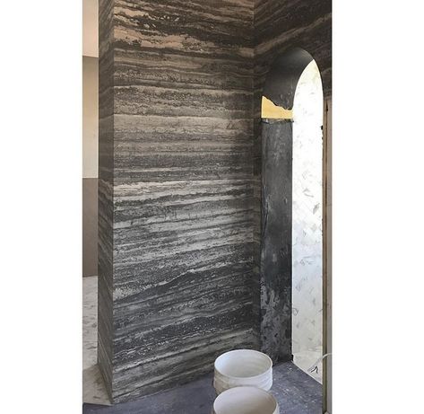 This space isn't quite finished and you can still appreciate the beauty of this black Travertine stone. Absolutely stunning.  #blacktravertine #rmsmarble #sydneydesigners #naturalstone #marble Black Travertine, Travertine Stone, Marble Tiles, Natural Stone, Natural Stones, Sydney, Dream House, Marble, Ceramics