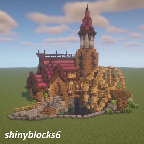 Banana l Minecraft Builds on Instagram: “A new medieval house ! What do you think? @banana.builds for more #Minecraft Content! ————————————————— >Built by @shinyblocks6 >Message…” Minecraft Creative Houses, Minecraft Fantasy Village House, Minecraft Medieval Fantasy Builds, Minecraft Water Mill House, Mc Medieval Builds, Minecraft Waterwheel House, Minecraft Armorer's House, Minecraft Riverside House, Minecraft Fantasy Village Ideas