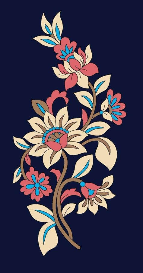 Mughal Floral Motifs, Tet Holiday, Mughal Art Paintings, Botanical Flower Art, Fabric Painting On Clothes, Tooling Patterns, Flower Drawing Design, Flower Art Drawing, Textile Prints Design