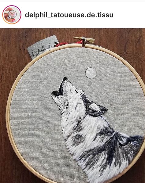 Embroidery Wolf, Hand Embroidery Projects, Animal Embroidery, Wolf Art, Embroidery Inspiration, Embroidery And Stitching, Embroidery Projects, Embroidery Patterns, Hand Embroidery