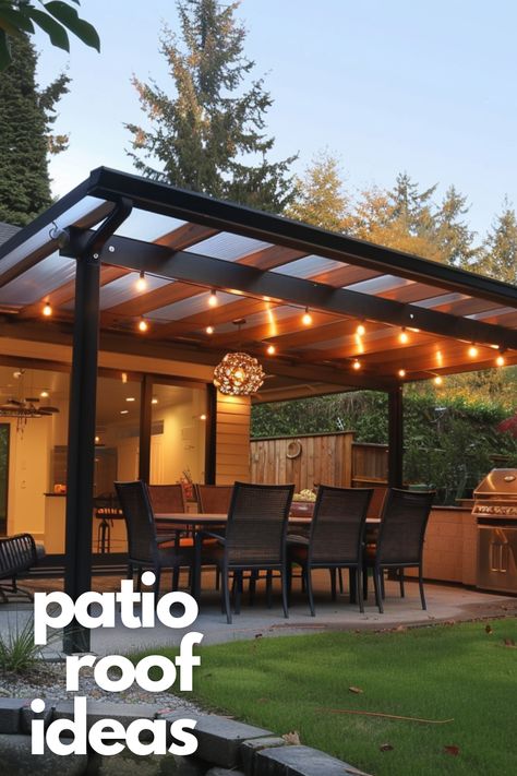 Maximize your outdoor area with patio roof extensions ideal for small spaces. These solutions prove that limited space doesn't mean sacrificing comfort or style in your backyard oasis. Outdoor Patio Roof Ideas, Patio Roof Ideas, Patio Roof Extension Ideas, Plastic Ceiling, Roof Ideas, Roof Extension, Extension Ideas, Outdoor Eating, Outdoor Heaters