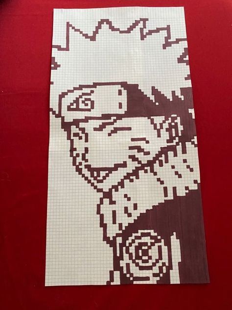 Anime Pixel Art Naruto, Pixel Drawing Anime, Naruto Pattern, Granville Ohio, Square Drawing, Graph Paper Drawings, Easy Pixel Art, Pixel Drawing, Anime Drawing Books