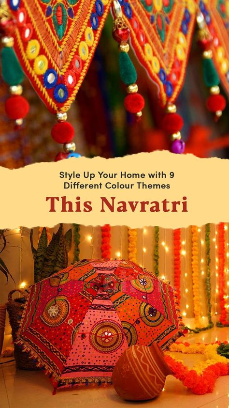 9 days of 9 different Navratri colour themes and decor ideas for your home. Look out for the fantastic ideas. Navratri Theme Decoration, Navratri Decoration Ideas For Home, Navratri Ideas, Navratri Decoration, Colour Themes, Colors 2023, Magic Crafts, Taxi Service, Home Look