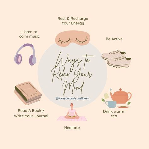 Relaxing Your Mind, Ways To Rest Your Mind, Ways To Relax Your Mind, Relaxing Methods, How To Relax, Mind Relaxing Quotes, Behavioural Activation, Relaxing Stuff, Relaxing Ideas