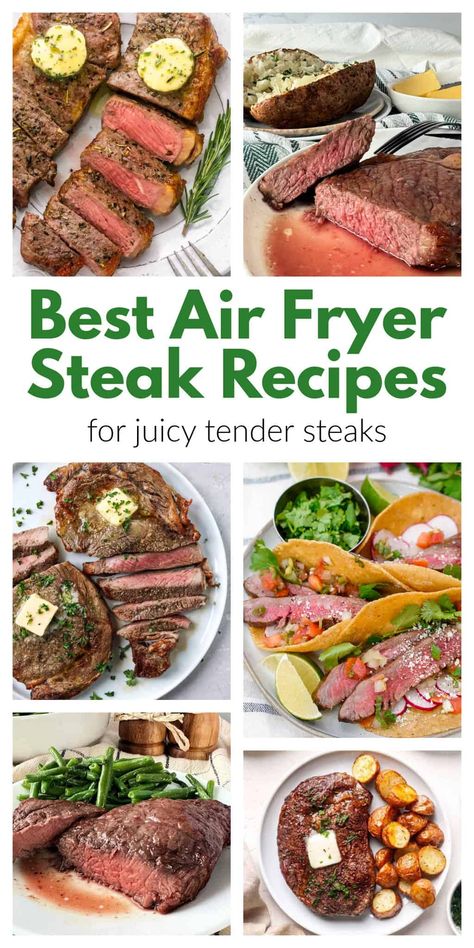 Air fryer steak recipes are great to make a delicious juicy steak in the air fryer. Make the best air fryer steak with these easy recipes. Easy Ninja air fryer steak recipes, Ninja Foodi steak recipes, air fryer recipes for steaks. Craving a juicy, flavorful steak but short on time? Look no further than your trusty air fryer! Collection of recipes for perfectly cooked steaks, minus the kitchen fuss. From classic salt and pepper to bold marinades, these recipes cater to all taste buds Air Fryer Steak Cooking Times, Air Fry Steaks, Steak Recipes Air Fryer, Steak Air Fryer Recipes, Air Fryer Steak Recipes, Ninja Foodi Steak, Airfryer Steak, Steak In The Air Fryer, Steak Cooking Chart