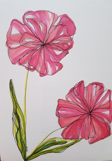 Flowers Drawing With Markers, Copic Marker Flowers, Flowers Drawing Markers, Flowers Marker Drawing, Alcohol Marker Flowers, Easy Copic Marker Drawings, Flower Drawing Marker, Alcohol Pen Art, Marker Art Flowers