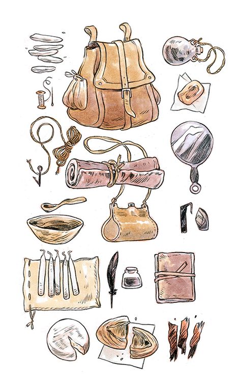 General Inventory - by Marian Churchland Fantasy Items Design, Marian Churchland, Inventory Art, Fantasy Props, Dnd Art, Prop Design, 판타지 아트, Fantasy Inspiration, Character Creation