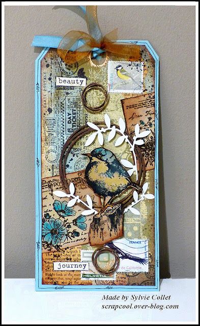 Tag by Sylvie using CI-507 and more Tim Holtz Mixed Media, Crafty Individuals, Ranger Distress Ink, Tim Holtz Tags, Tim Holtz Dies, Tim Holtz Cards, Journal Tags, Mixed Media Tags, Handmade Tags