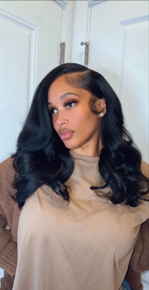 Side Part 16 Inch Wig, Side Part Shoulder Length Hair Black Women, Side Parting Weave, Side Part 16 Inch Sew In Weave, Side Part Short Quick Weave, Side Part Sew In With Leave Out Short, Sew In Weave With Leave Out Side Part Curly, 16 In Quick Weave, 16 Inch Wig Black Women