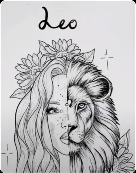 Leo Sketch Zodiac, Leo Women Tattoos, Zodiac Sign Leo Tattoo Design, Leo Zodiac Drawing, Zodiac Leo Tattoo, Leo Goddess Tattoo, Leo Goddess, Beautiful Spine Tattoos, Koala Tattoo