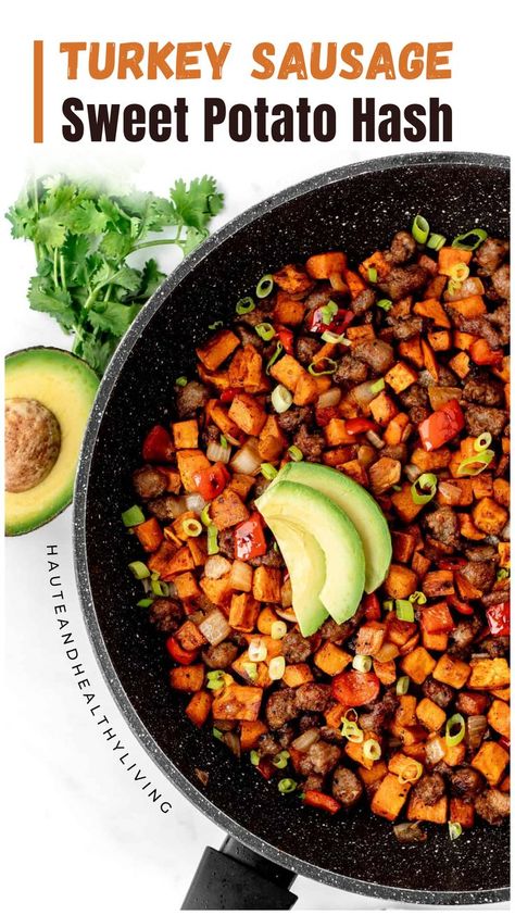 A hearty and healthy turkey sausage sweet potato hash, packed with flavor and perfect for breakfast or brunch. Sweet Potato And Sausage, Potato And Sausage, Sweet Potato Hash Recipe, Breakfast Hash Recipes, Sweet Potato Breakfast Hash, Ground Turkey Sausage, Potato Hash Recipe, Sausage Hash, Glutenfree Recipe