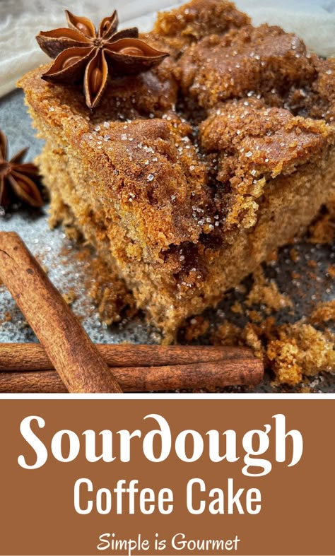 Sourdough Coffee Cake Recipe, Sourdough Coffee Cake, Healthy Coffee Cake, Cake Flour Recipe, Coffee Cake Bundt, Sourdough Starter Discard Recipe, Cinnamon Coffee Cake, Homemade Sourdough Bread, Sourdough Starter Recipe