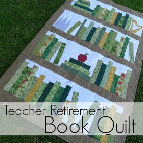 Pieces by Polly: Teacher's Retirment Book Quilt & a Giveaway Bookshelf Quilts, Bookcase Quilts, Book Quilts, Bookshelf Quilt, Bookcase Quilt, Quilt Hanger, High School Principal, Book Cases, Quilt Tips