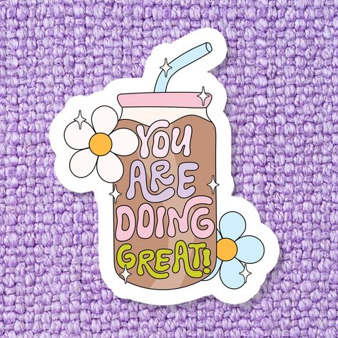 Shop You're Doing Great Coffee Vinyl Sticker- at Ruby Joy Boutique, a Women's Clothing Store in Pickerington, Ohio You're Doing Great, Transparent Top, Great Coffee, Sticker Ideas, Office Accessories, Bottom Clothes, Waterproof Vinyl, Clothes Collection, Top Coat